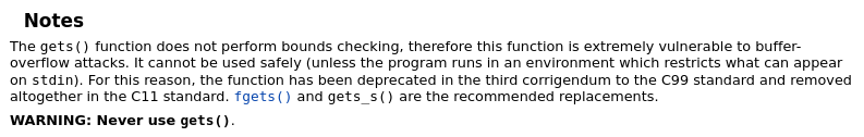 gets() function warning