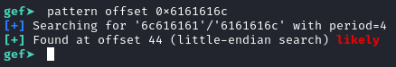 Using pattern offset in GDB-GEF