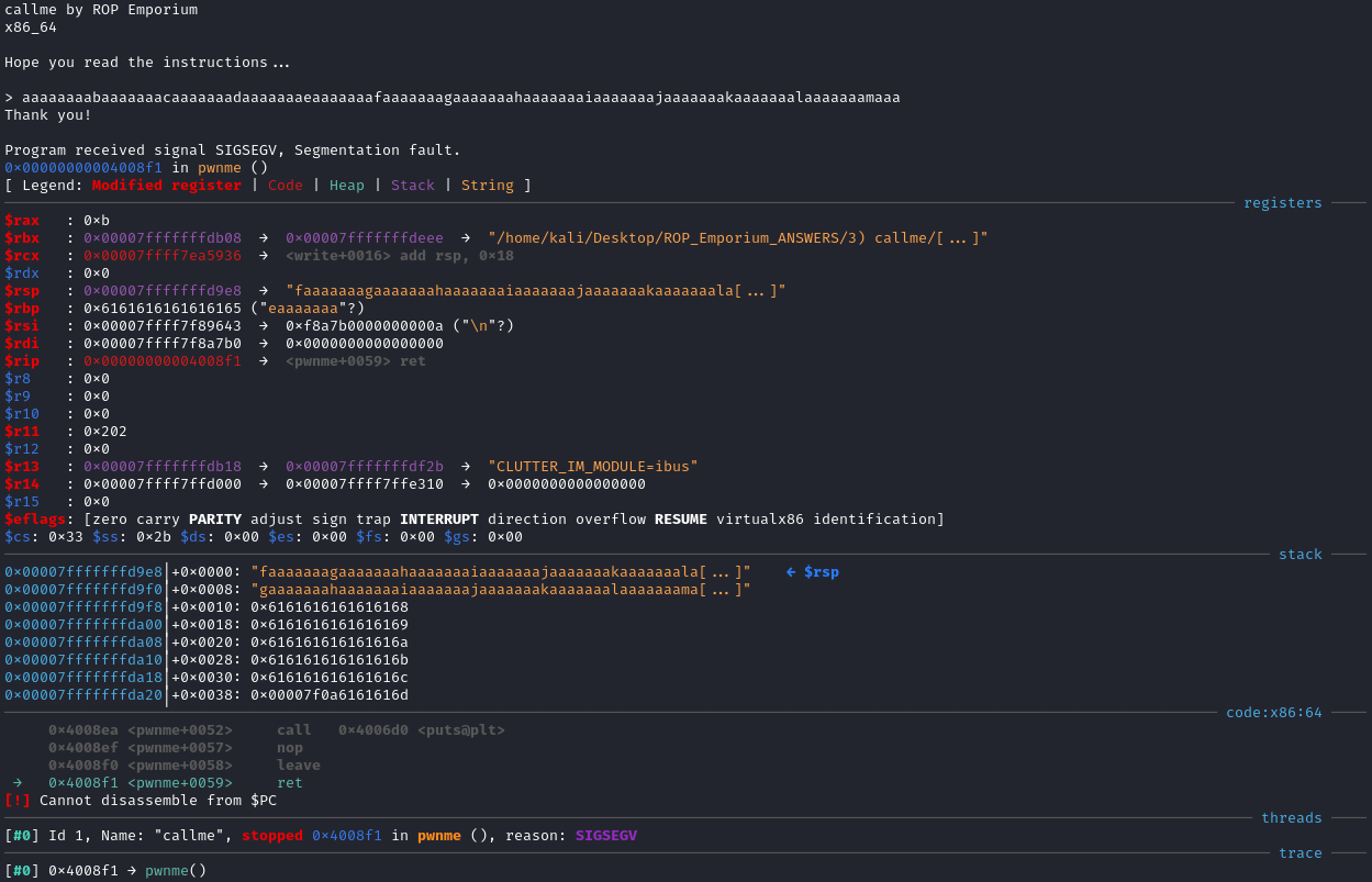 GDB-GEF RSP Overwritten