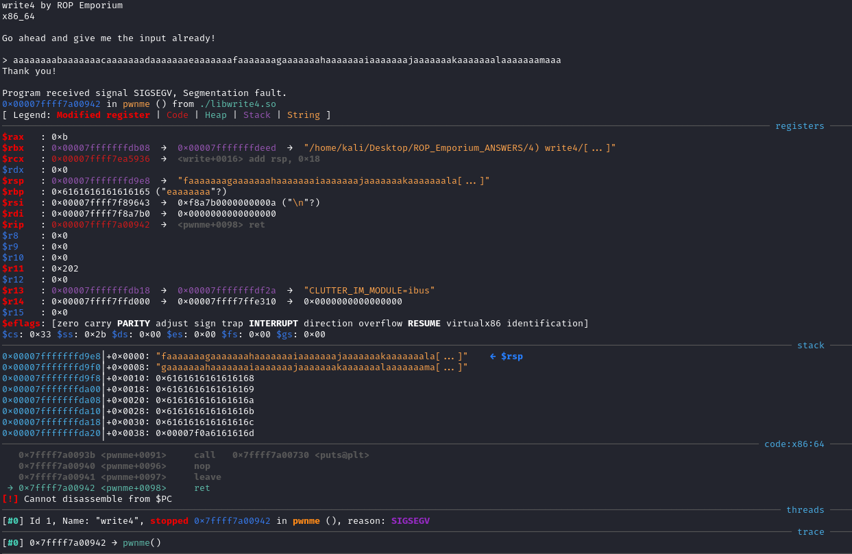 GDB-GEF RSP Overwritten