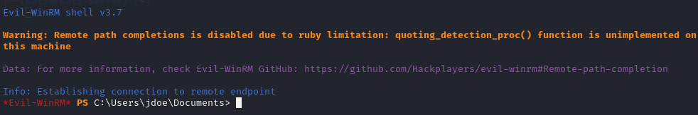 Gaining Access using Evil-WinRM