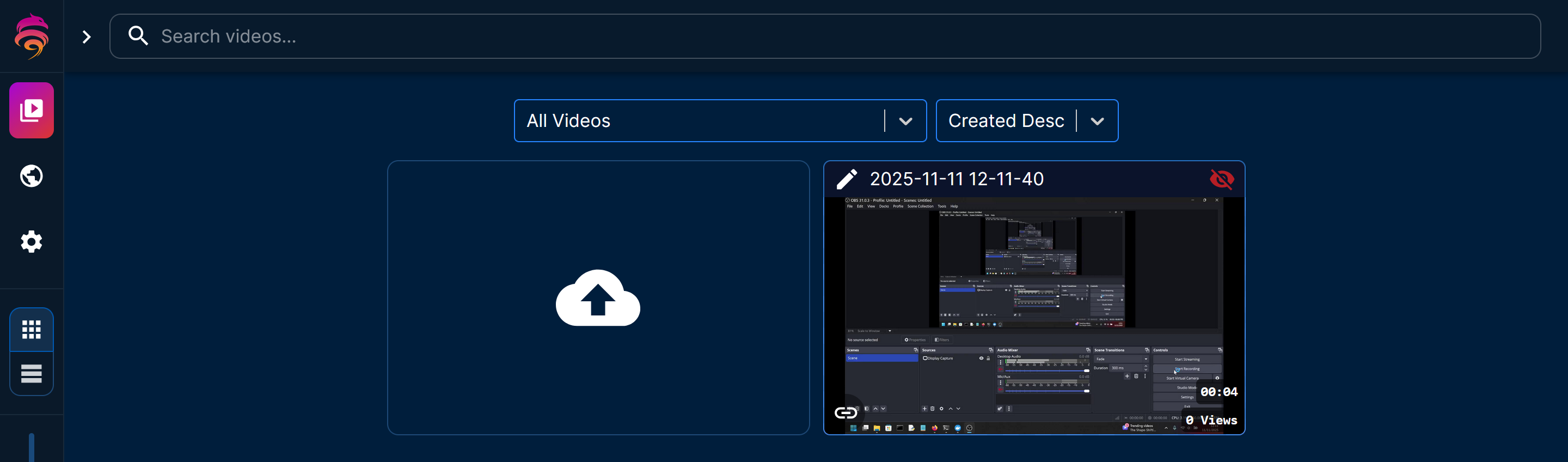 Uploading the first video