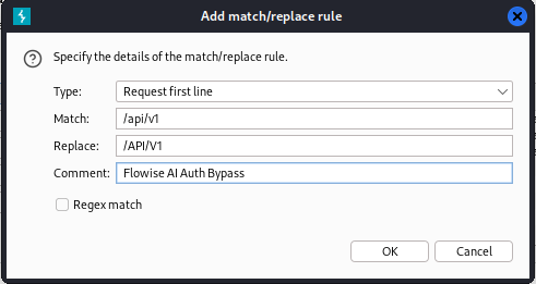 BurpSuite Match and Replace Rule