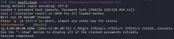 Cracking the Password Safe Hash