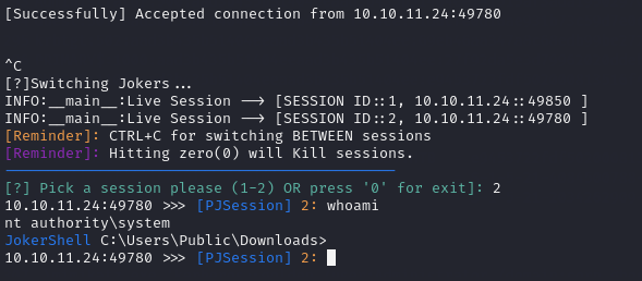 Shell as NT AUTHORITY\SYSTEM
