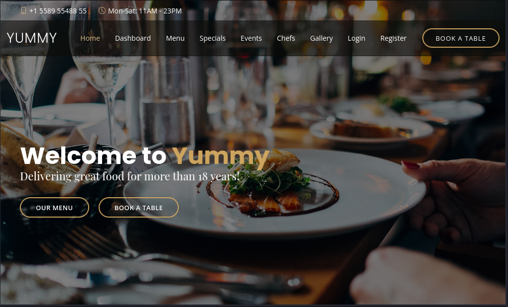 yummy.htb Front Page