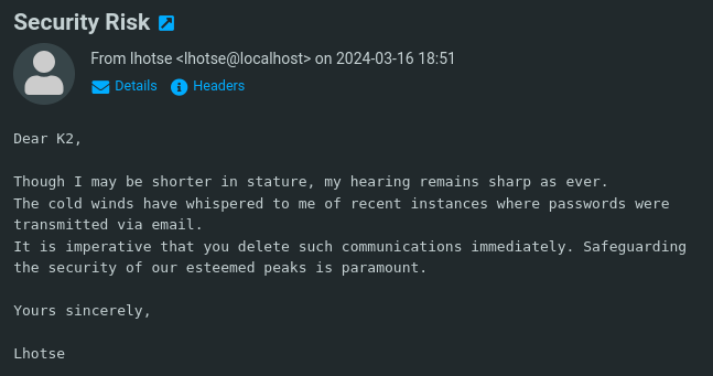 Lhotse - Security Risk Email