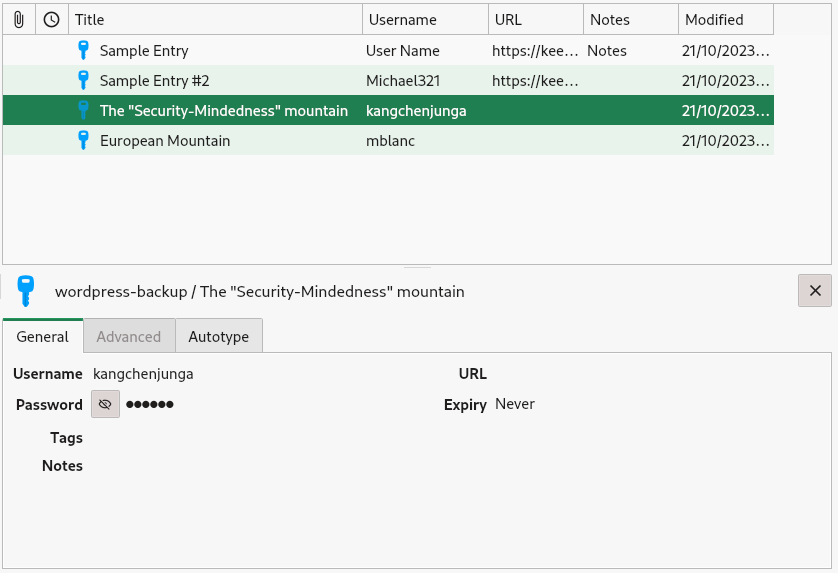 KeePass Stored Passwords
