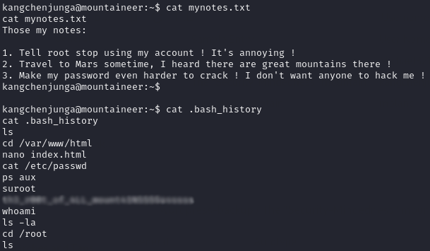 mynotes.txt & .bash_history